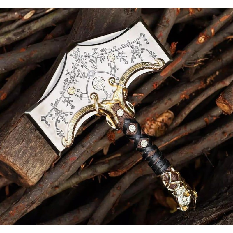 Viking Thor Hammer God Of War Ragnarok Mjolnir Replica Collectible Cosplay Decor 6