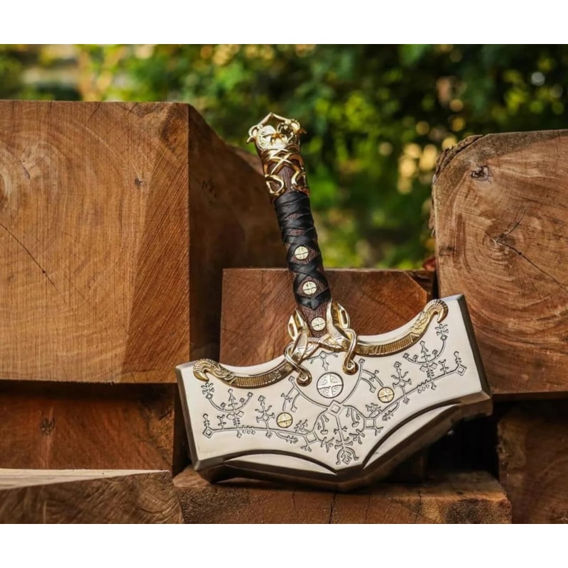 Viking Thor Hammer God Of War Ragnarok Mjolnir Replica Collectible Cosplay Decor 8