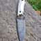 Real Damascus Small EDC Hunting Knife 150 Layers Stag Horn Handle With Leather Sheath 2