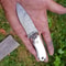 Real Damascus Small EDC Hunting Knife 150 Layers Stag Horn Handle With Leather Sheath 3