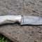 Real Damascus Small EDC Hunting Knife 150 Layers Stag Horn Handle With Leather Sheath 4
