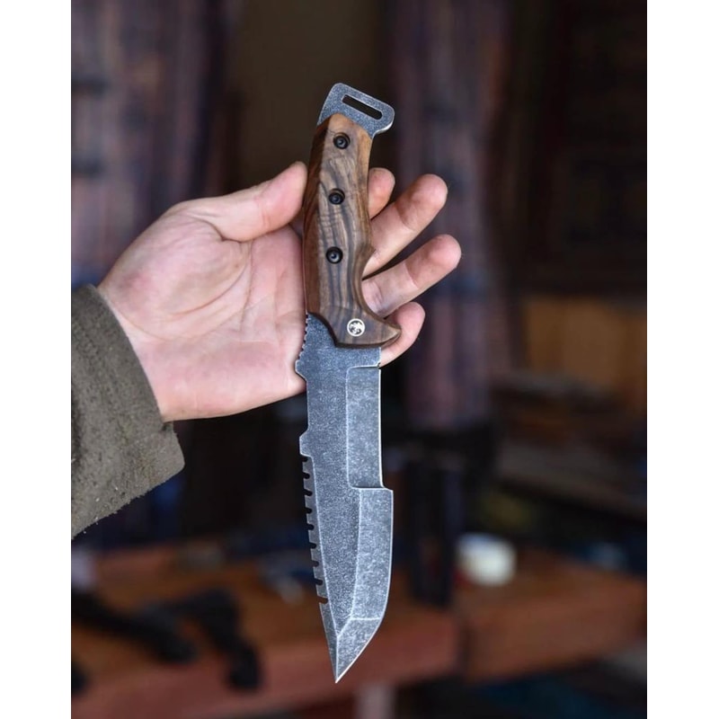 Tracker Knife Sleipner Steel Full Tang Outdoor Knife With Walnut Wood Handle Stonewashed Finish Hu 5