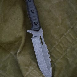 tactical sleipner steel knife full tang stonewash blade with black textured handle