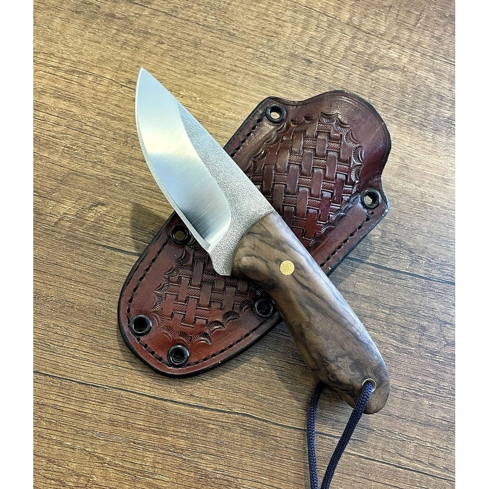 Compact N690 Steel Camping Knife Walnut Wood Outdoor Hunting Blade 7
