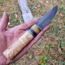 handmade damascus puukko knife – alder & ebony catalin handle outdoor bushcraft knife