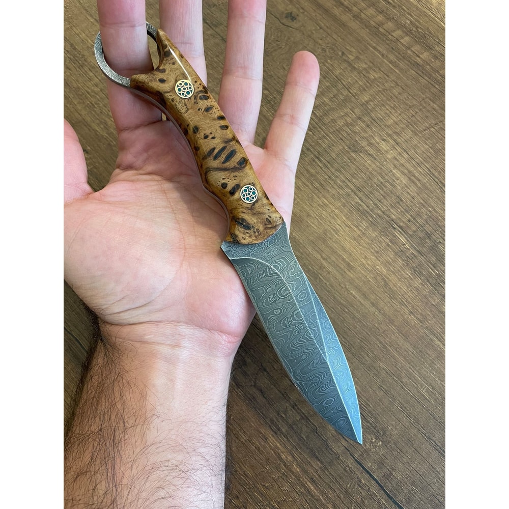 Premium 150 Layer Damascus Steel Outdoor Knife With Chestnut Wood Handle 3