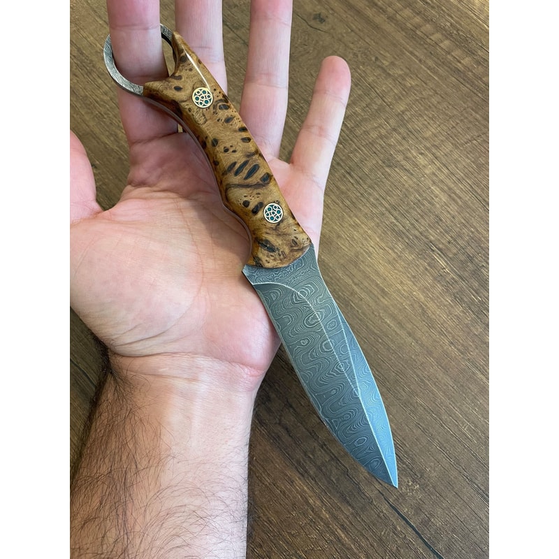 Premium 150 Layer Damascus Steel Outdoor Knife With Chestnut Wood Handle 3