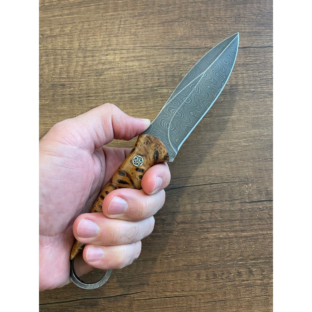 Premium 150 Layer Damascus Steel Outdoor Knife With Chestnut Wood Handle 0