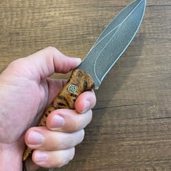 premium 150 layer damascus steel outdoor knife with chestnut wood handle