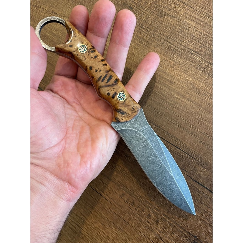 Premium 150 Layer Damascus Steel Outdoor Knife With Chestnut Wood Handle 6