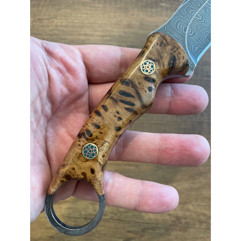 Premium 150 Layer Damascus Steel Outdoor Knife With Chestnut Wood Handle 7