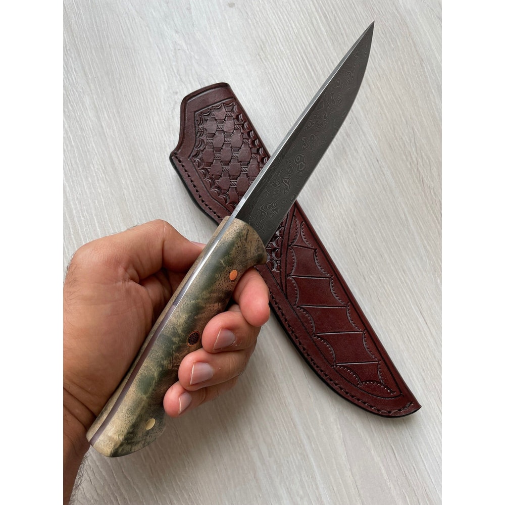 Handmade Damascus Kitchen Butcher Knife Maple Wood Handle Chef Cleaver Blade 3
