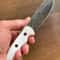 Handmade Damascus Outdoor Knife White Corian Handle Hunting Survival Blade 1