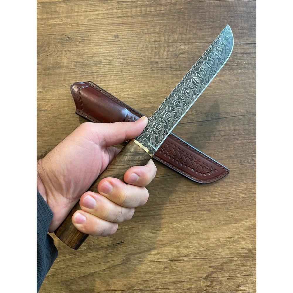 Premium 150 Layer Damascus Steel Outdoor Knife With Walnut Wood Handle 3