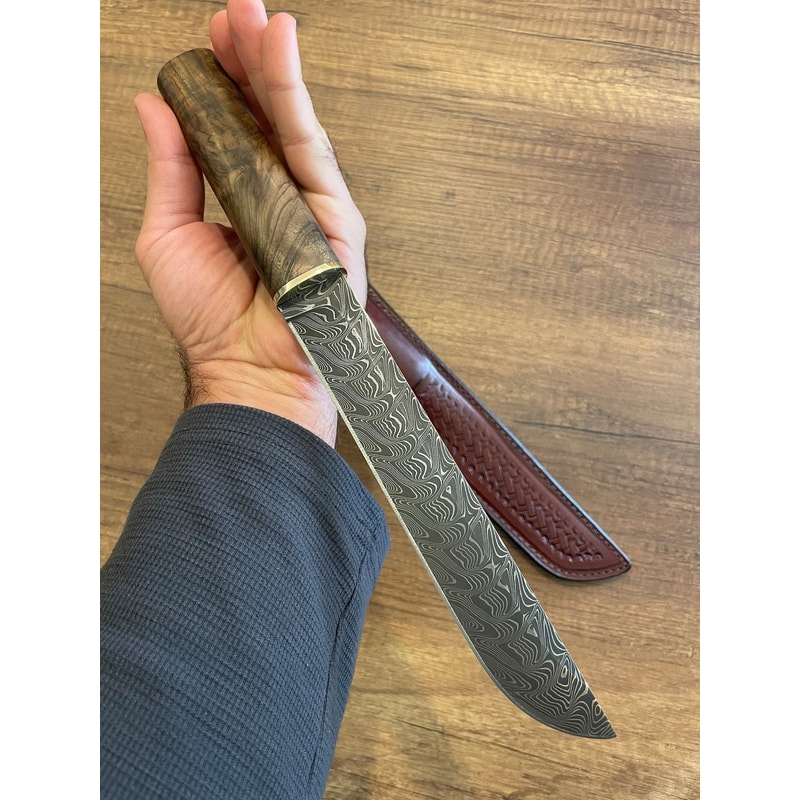 Premium 150 Layer Damascus Steel Outdoor Knife With Walnut Wood Handle 4