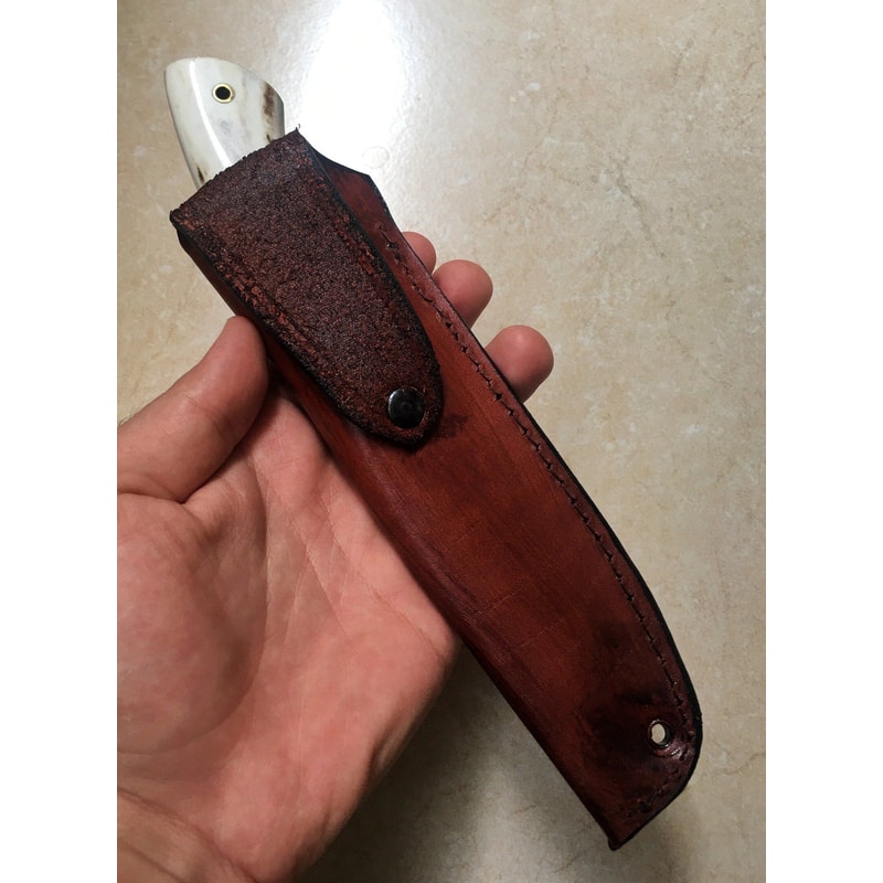 Premium 150 Layer Damascus Steel Outdoor Knife With Full Tang Stag Horn Grip 1