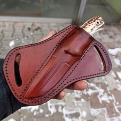 handmade damascus camping knife – stag horn handle outdoor hunting blade