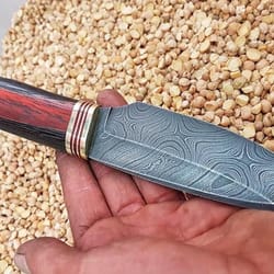 handmade damascus bushcraft knife – padauk & wenge wood hunting blade