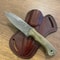 Damascus Bushcraft Hunting Knife With Green Rosewood Handle Leather Sheath 1