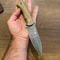 Damascus Bushcraft Hunting Knife With Green Rosewood Handle Leather Sheath 5