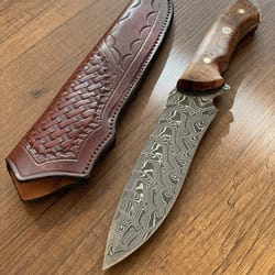 premium 150 layer damascus steel outdoor knife with full tang chestnut grip