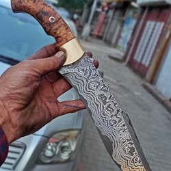 premium 150 layer damascus steel hunting knife with full tang chestnut grip