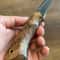 Damascus Everyday Carry Knife With Gloss Chestnut Handle Leather Sheath 1