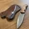 Damascus Everyday Carry Knife With Gloss Chestnut Handle Leather Sheath 3