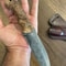 Damascus Everyday Carry Knife With Gloss Chestnut Handle Leather Sheath 4