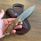 Damascus Everyday Carry Knife With Gloss Chestnut Handle Leather Sheath 8
