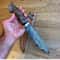 Handmade Damascus Bowie Knife Walnut Ebony Wood Hunting Blade 9