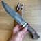 Handmade Damascus Bowie Knife Walnut Ebony Wood Hunting Blade 8