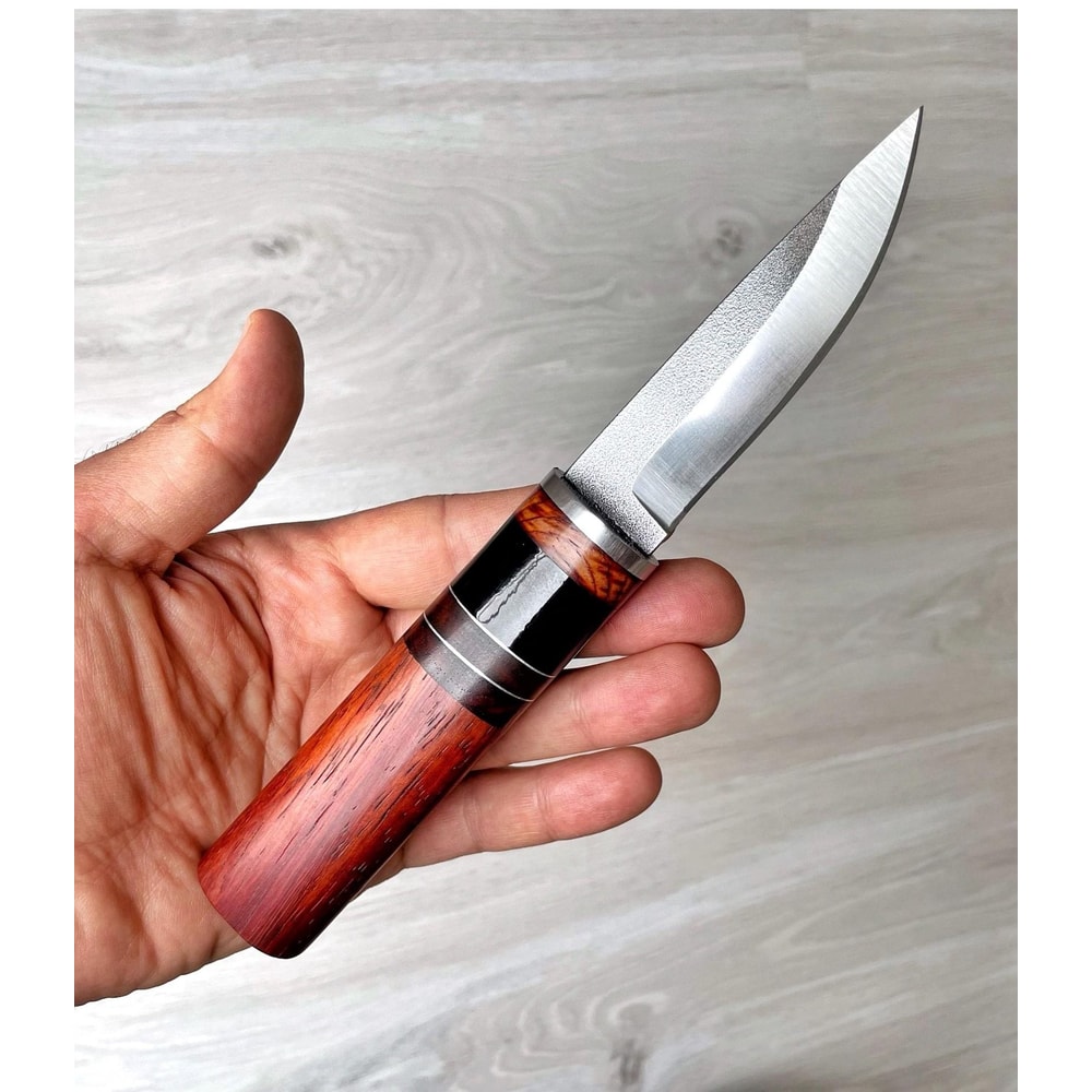 Handmade Puukko Knife N690 Steel Outdoor Knife With Padouk Cow Horn Handle 9