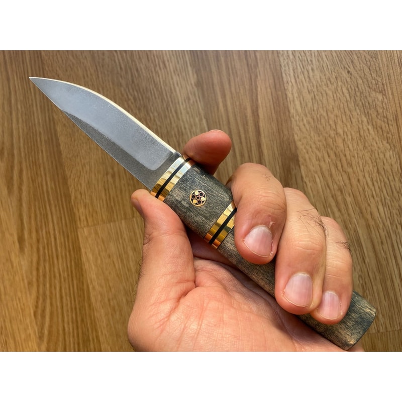 Handmade Puukko Knife N690 Steel Outdoor Knife With Padouk Cow Horn Handle Wedding GIFT BF GIFT 5