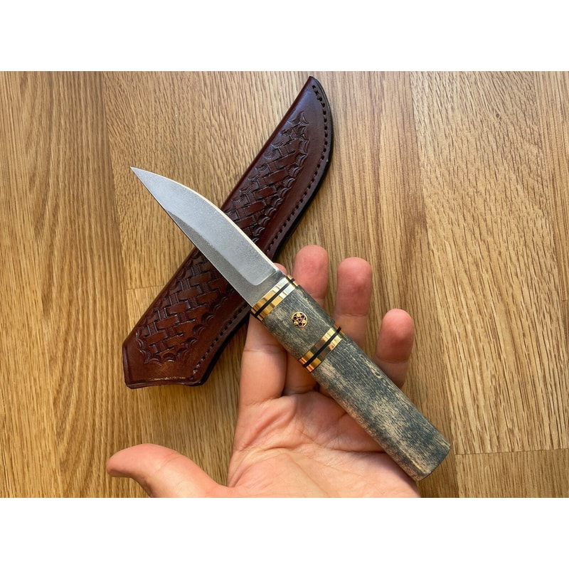 Handmade Puukko Knife N690 Steel Outdoor Knife With Padouk Cow Horn Handle Wedding GIFT BF GIFT 8