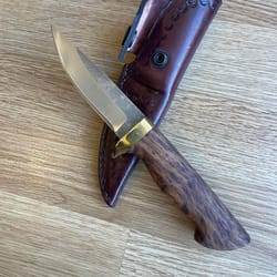 handmade puukko knife – n690 steel carving bushcraft blade with maple catalin grip
