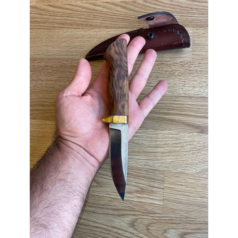 Handmade Puukko Knife N690 Steel Carving Bushcraft Blade With Maple Catalin Grip 5
