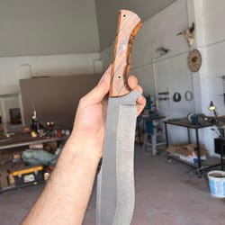 machete knife sleipner steel heavy chopper blade walnut wood handle stonewashed finish