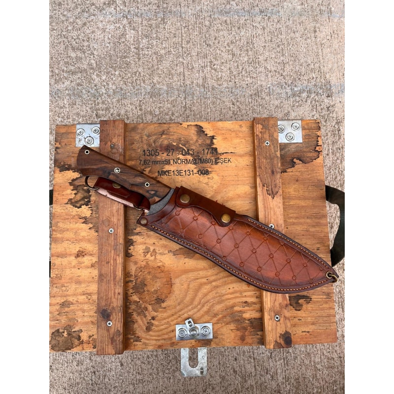 Machete Knife Sleipner Steel Heavy Chopper Blade Walnut Wood Handle Stonewashed Finish 3