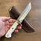 Handmade N690 Steel Hunting Knife White Corian Handle Outdoor Blade 8