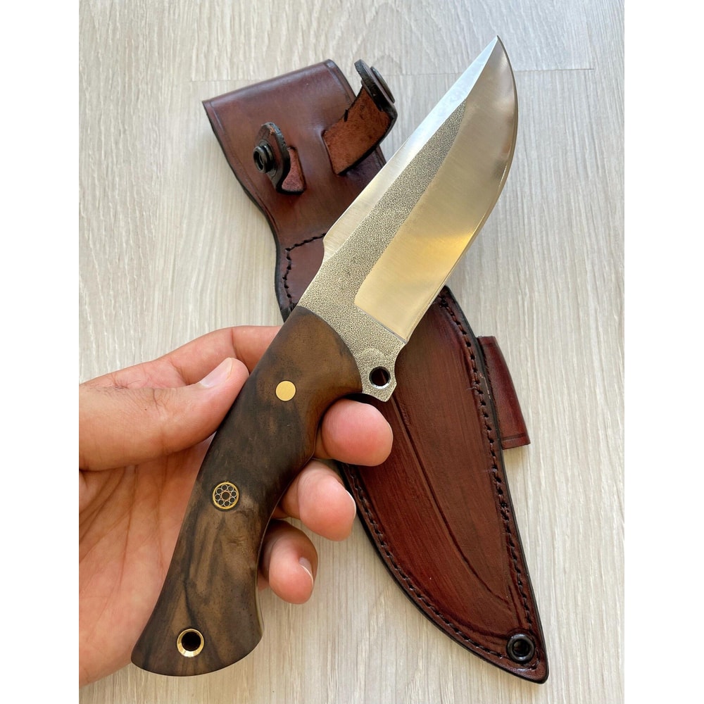 Premium Survival Camping Knife With N690 Steel Walnut Wood Handle 9