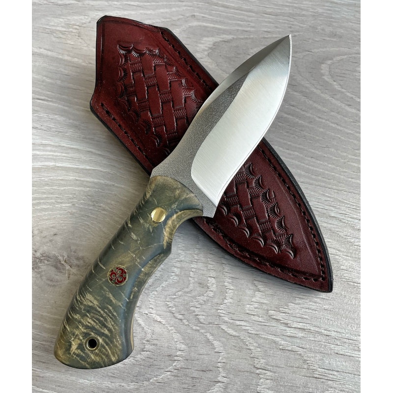 Handmade N690 Steel Hunting Knife Maple Wood Camping Skinning Blade 1