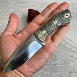 handmade n690 steel hunting knife – maple wood camping & skinning blade