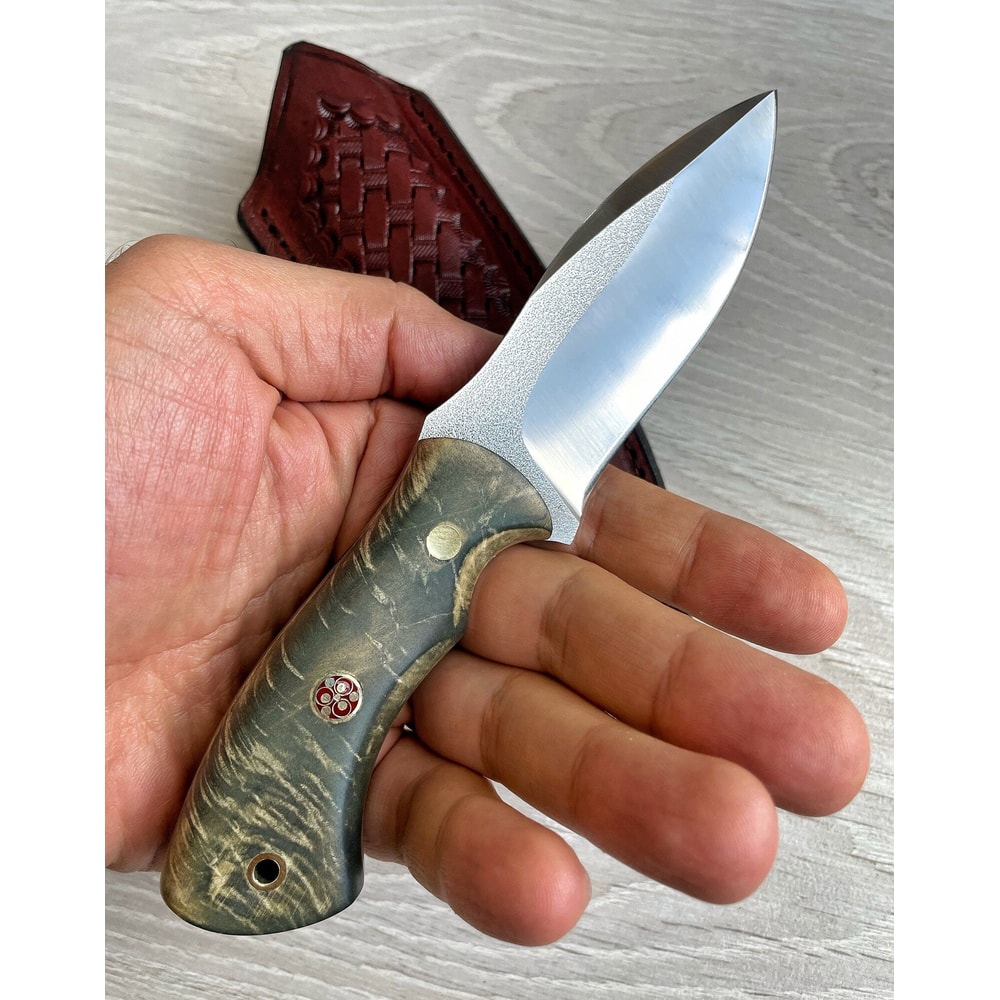 Handmade N690 Steel Hunting Knife Maple Wood Camping Skinning Blade 3