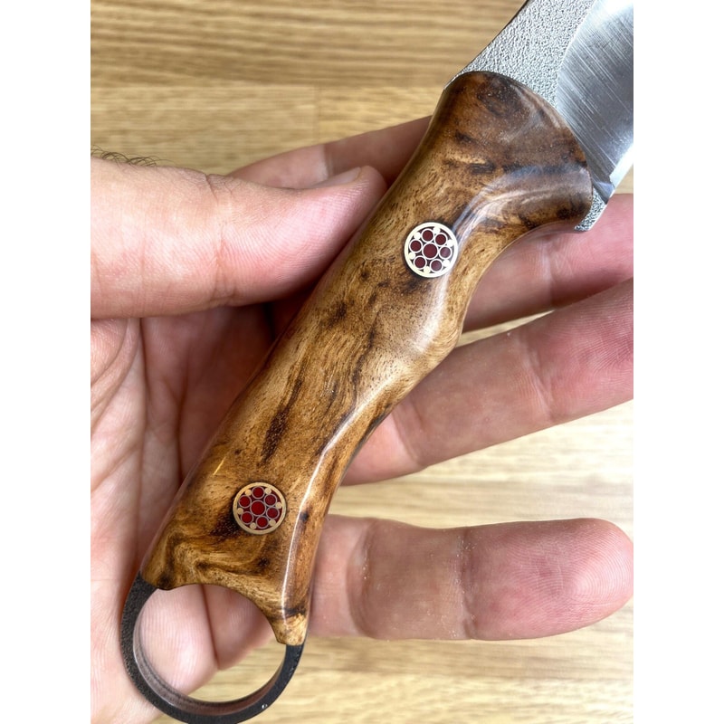 Handmade N690 Steel Hunting Knife Glossy Chestnut Wood Camping Blade 8