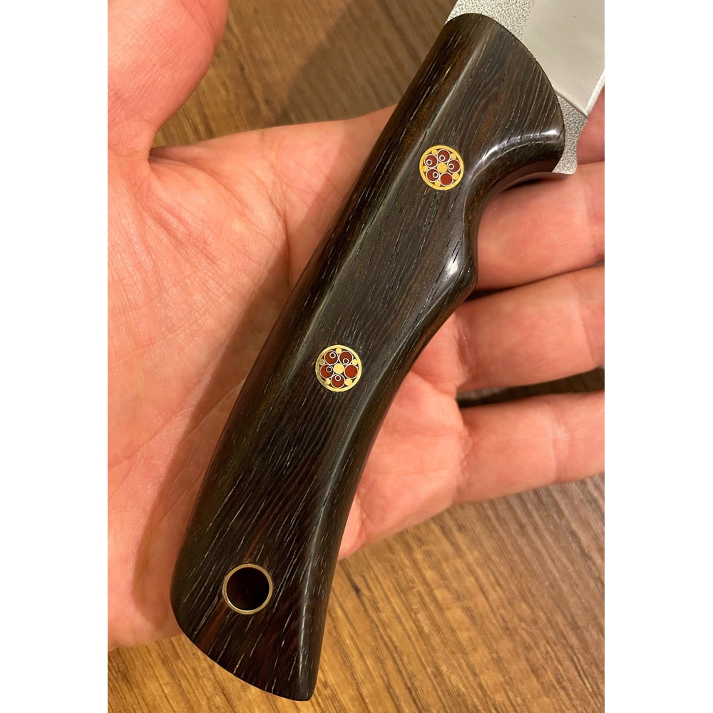 Handmade N690 Steel Hunting Knife Ebony Wood Survival Camping Blade 3