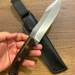 handmade n690 steel hunting knife – ebony wood survival camping blade