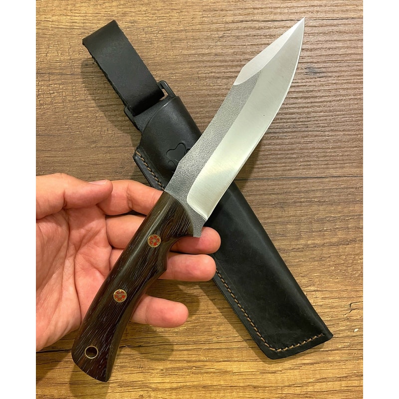 Handmade N690 Steel Hunting Knife Ebony Wood Survival Camping Blade 8
