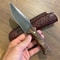 Full Tang Camping Hunting Knife With 80CrV2 Steel Walnut Wood Grip 9