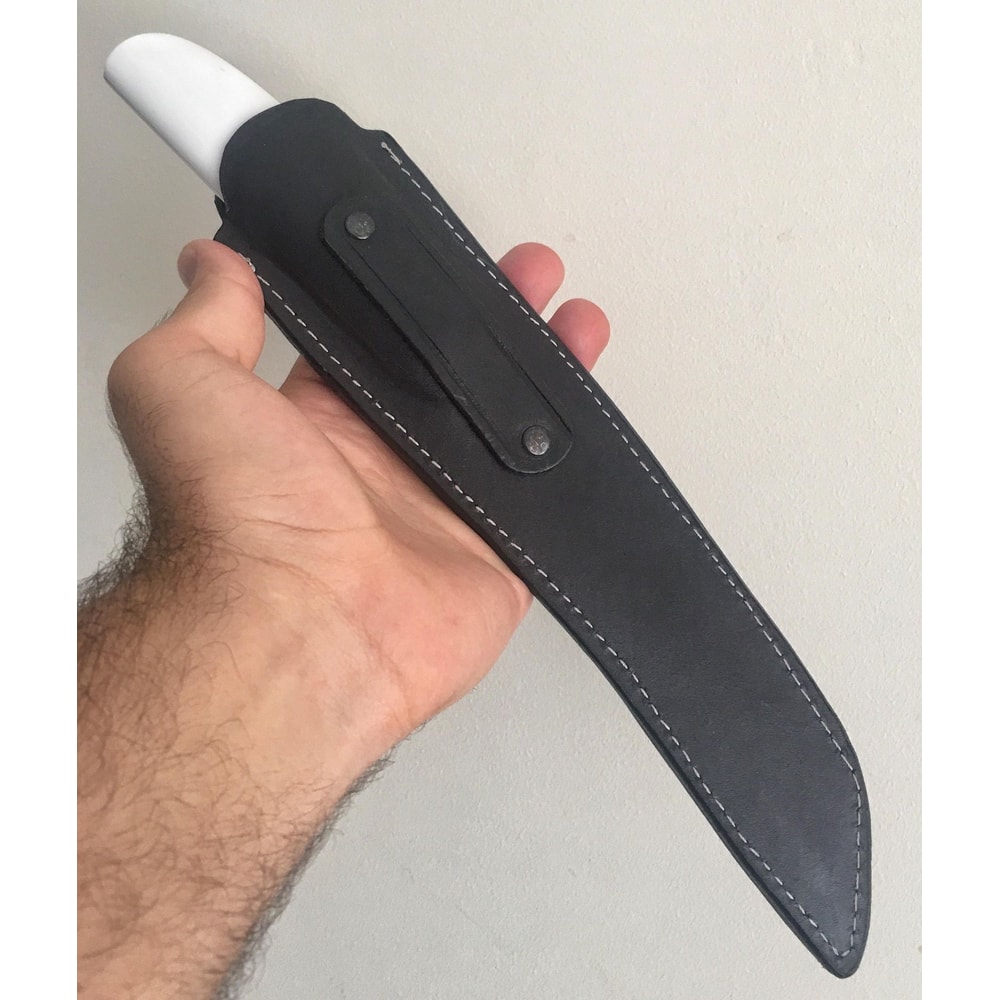 Hunting Knife 1075 Carbon Steel Camping Survival Knife White Corian Handle 1
